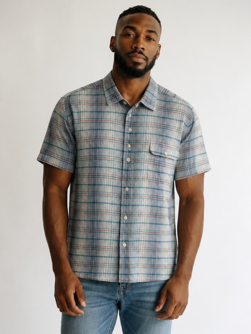 Tommy Bahama Paradigm Plaid Shirt 100% Linen - Picture 1 of 10